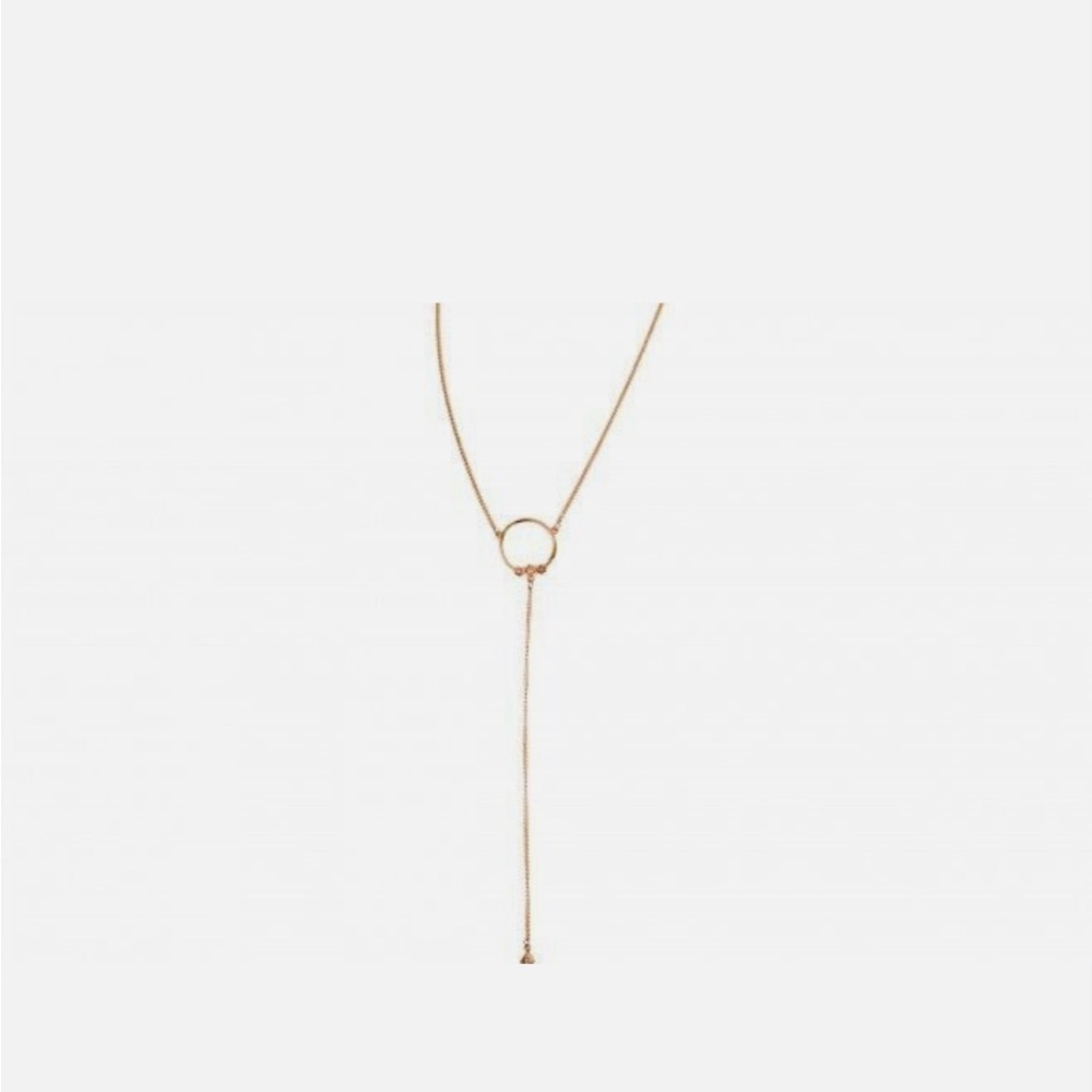 LUV AJ Full Bloom Lariat Necklace Rose Gold dainty plated rose gold necklace